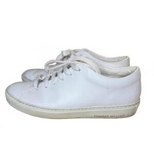 Tamara Mellon OMW Sneakers Women’s Size 8 White Vitello Leather Shoes Athleisure